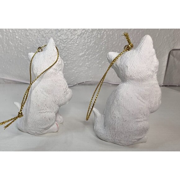 Twin White Cat Christmas Ornament Decoration - Picture 4 of 6